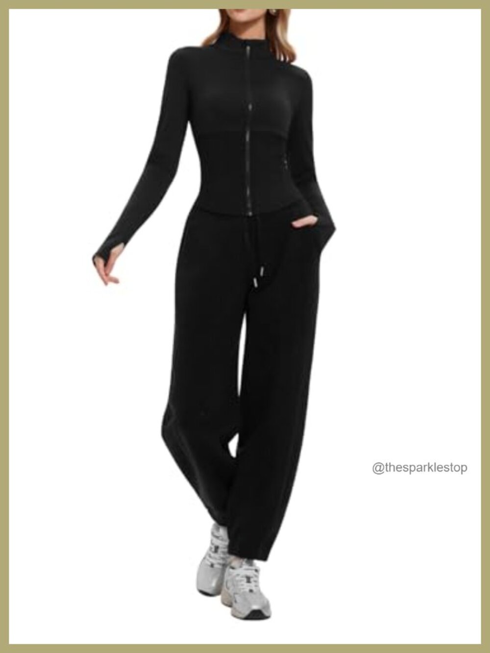AFZ Women's 2 Piece Sweat Set Zip-Up Jacket & Drawstring Jogger Pants Tracksuit